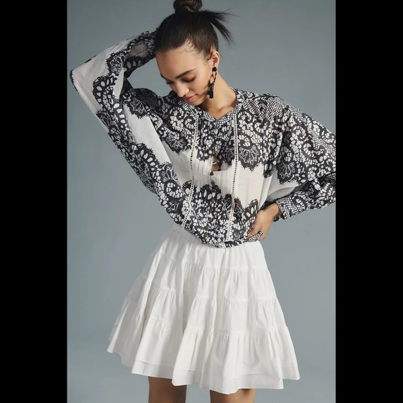 Anthropologie Puff-Sleeve Peasant Blouse - Picture 1 of 16